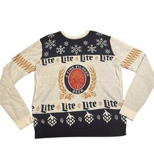 Mens XL Miller Lite Christmas Sweater Ugly Holiday Beer Adult Shirt